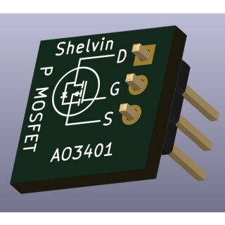 2 Stück P-Kanal MOSFET AO3401 auf Platine mit 3 Stiftkontakten