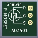2 Stück P-Kanal MOSFET AO3401 auf Platine mit 3 Stiftkontakten