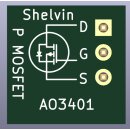 2 Stück P-Kanal MOSFET AOD3401 auf Platine mit 3...
