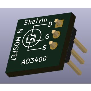 2 Stück N-Kanal MOSFET AO3400 auf Platine mit 3 Stiftkontakten