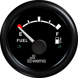 Wema Tankanzeige Treibstoff schwarz mit schwarzem Ring 12/24 V 0-190 Ohm  21345002 / 110320