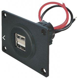 Philippi USD MP 12/24V USB Einbau Doppel-Steckdose mit Montageplatte 2x 2,5A, 367322000