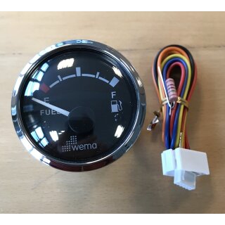 Wema Tankanzeige Treibstoff schwarz mit silber Ring 12V/24V, 0-190 Ohm 21352101 IPFR-BS-0-190 / 110620