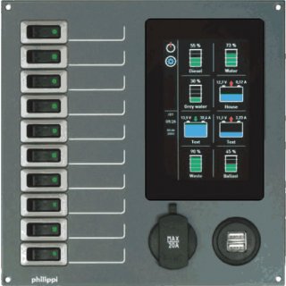 Philippi STV270 Stromkeisverteiler, 10 Stomkreise, PSL Monitor, USB, 020002700